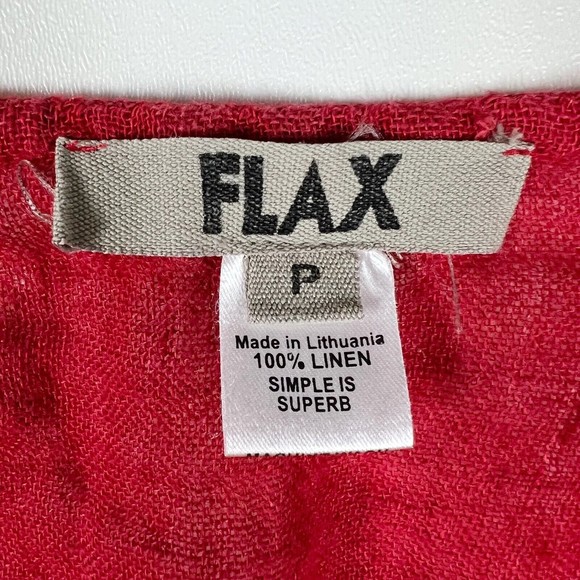 Flax Button Front Tunic Swing Top Red Linen Long Sleeve Lagenlook Womens Small - Picture 11 of 14